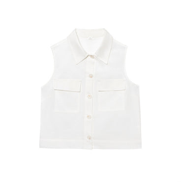 Pocket Decoration Vest With Belt Casual Shorts