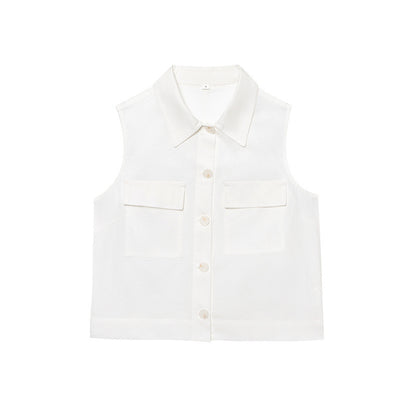 Pocket Decoration Vest With Belt Casual Shorts