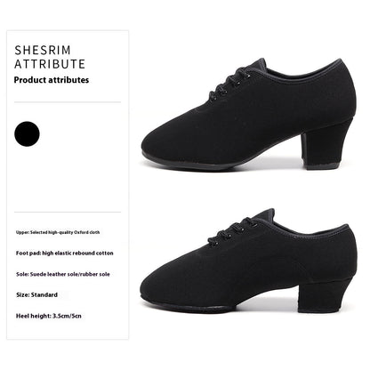 Oxford Cloth Dancing Shoes Ethnic Dance Middle Heel Men's Professional Ballroom Dancing Shoes