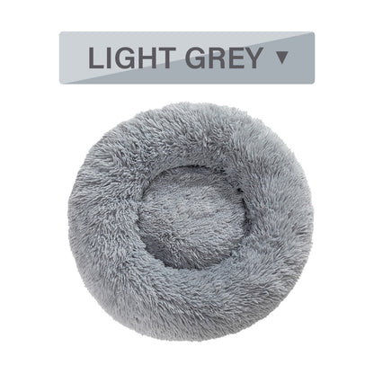 Fluffy Donut Dog Bed  Warm Soft Long Plush Pet Cushion Dog House Cat  Bed Washable Pet Sofa Mat Calming Samll Large Dog Beds - X2-Shopping