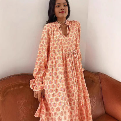 Women's Fashion Stereo Printed Mid Waist Dress