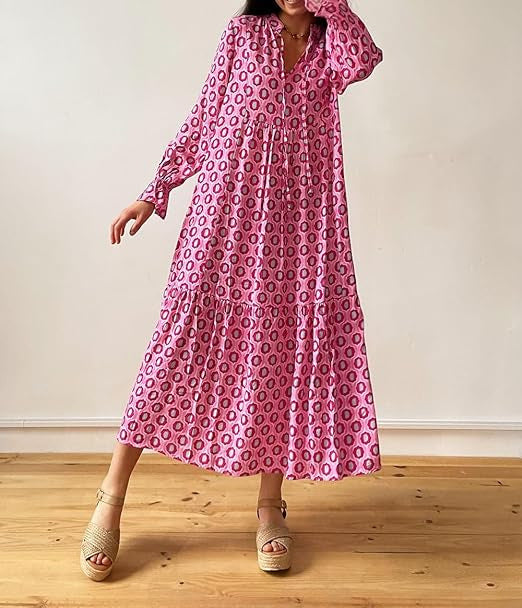 Women's Fashion Stereo Printed Mid Waist Dress