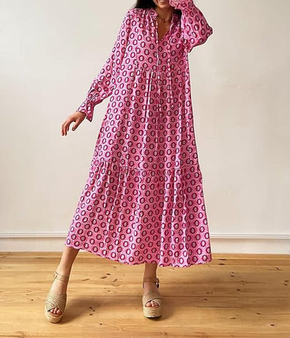Women's Fashion Stereo Printed Mid Waist Dress