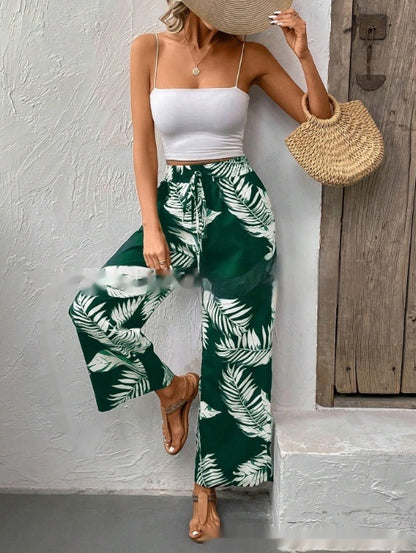 New Women's Trousers Elastic Waistband Straight High Waist - X2-Shopping