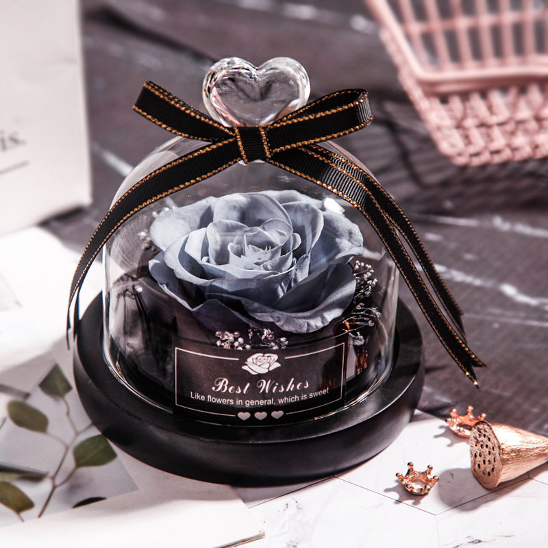 Getrocknete Blumen für Zuhause, Valentinstag, Weihnachten, Hochzeitsgeschenke, getrocknete Blumen, ewige echte Rose, Heimdekoration mit LED im Glas