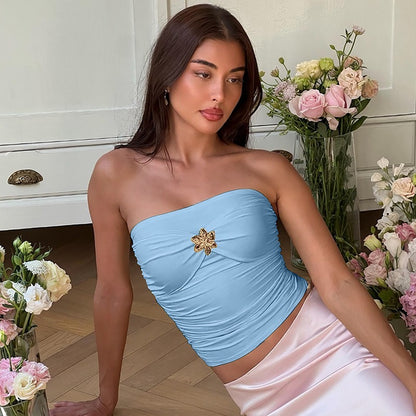 Women's Pleated Tube Top Slim Top