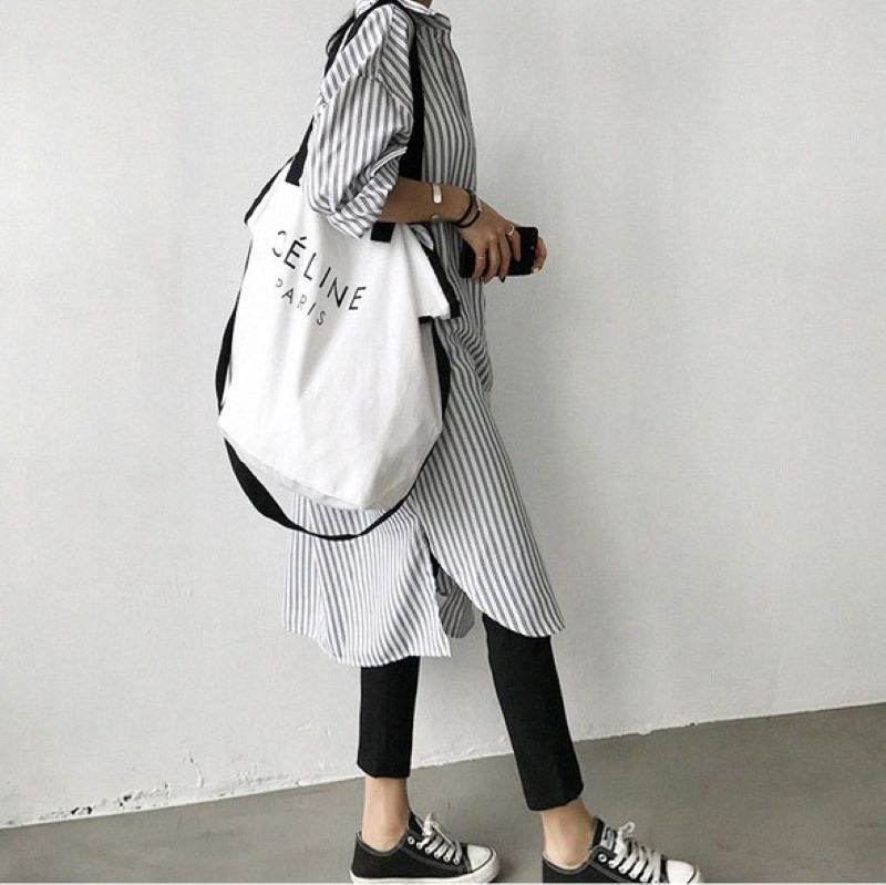 Early Autumn Lazy Cold Style Mid-length Striped Shirt - X2-Shopping