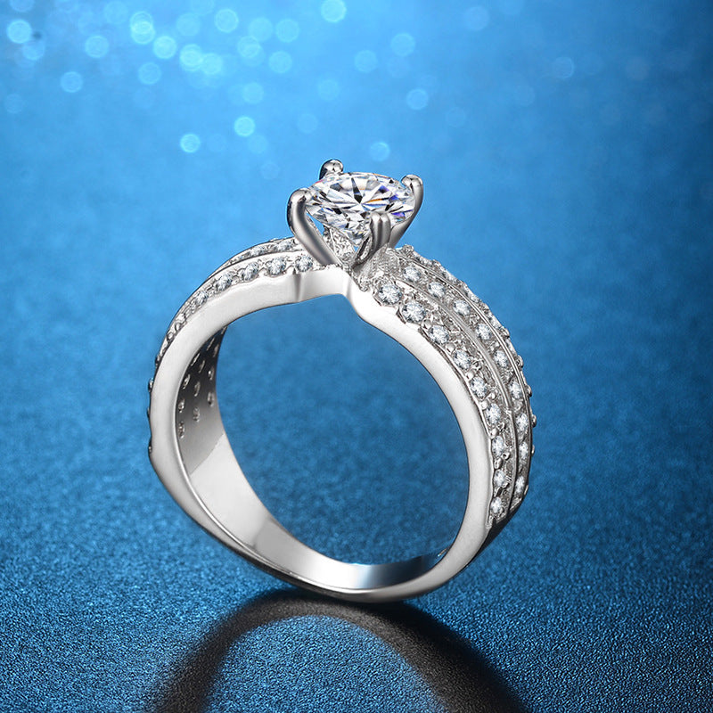 European And American Fashion Exaggerated Micro-inlaid Zircon Ring