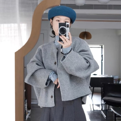 Gray Woolen Overcoat For Women