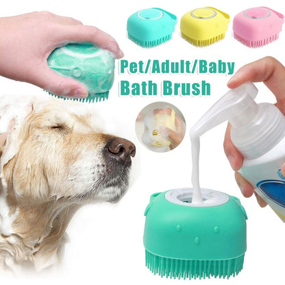 Silicone Dog Bath Massage Gloves Brush Pet Cat Bathroom Cleaning Tool Comb Brush For Dog Can Pour Shampoo Dog Grooming Supplies - X2-Shopping