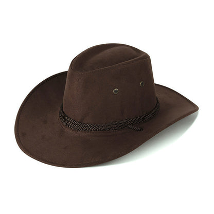 Cowboy Hat Men's Double-sided Suede Sun Hat With Wide Brim