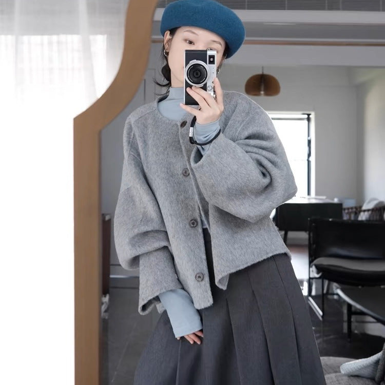 Gray Woolen Overcoat For Women
