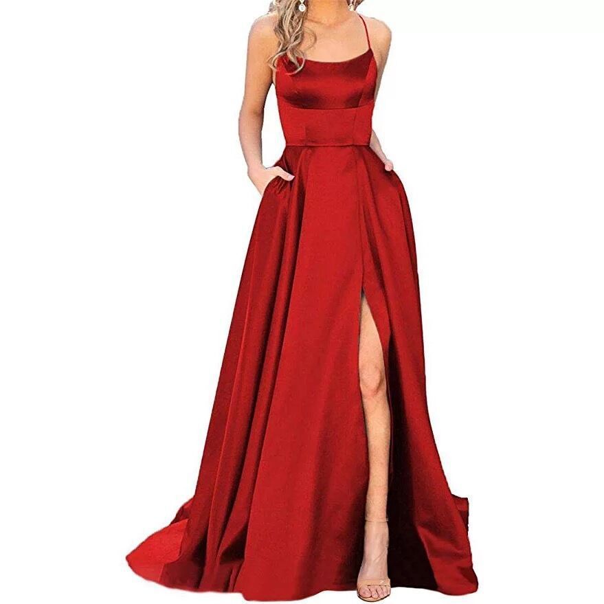 Solid Color Long Slimming And Shoulder Hollow Girlfriends Fashion Bridesmaid Party Dress - X2-Shopping