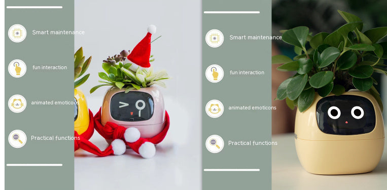 Smart Planter – Endloser Spaß – Über 49 ausdrucksstarke Ausdrücke – 7 intelligente Sensoren und KI-Chips machen das Pflanzenaufziehen einfach und unterhaltsam