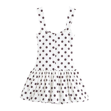 Hot Girl Style Heart-shaped Collar Short Polka Dot Brace Short Dress
