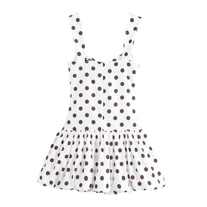 Hot Girl Style Heart-shaped Collar Short Polka Dot Brace Short Dress
