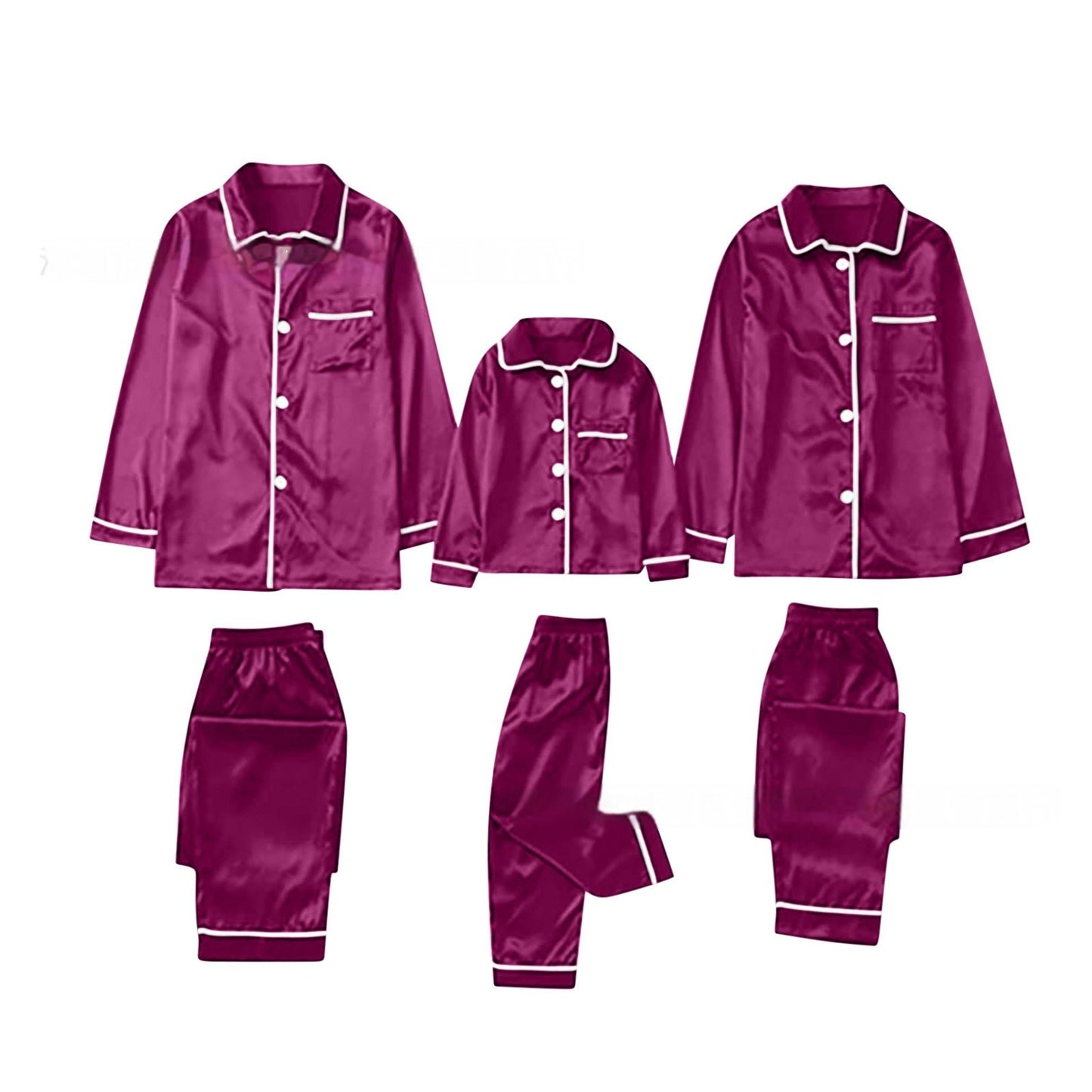 Children's Long-sleeved Parent-child Ice Silk Pajamas Suit - X2-Shopping