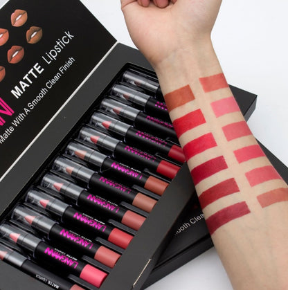 Mattes Lippenstift-Set, wasserfest, langanhaltend, samtig