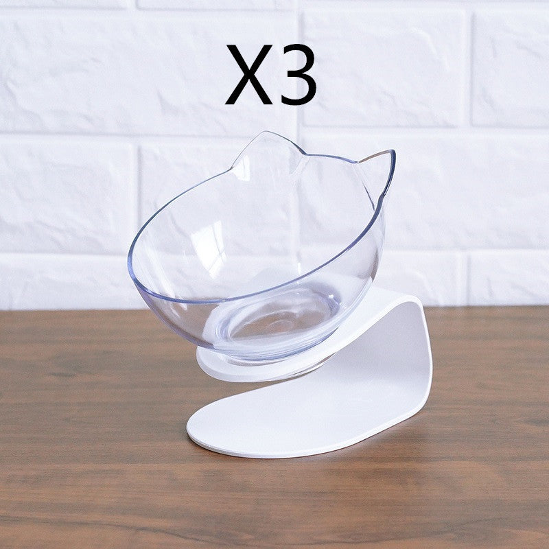 Non Slip Double Cat Bowl With Raised Stand Pet Food Cat Feeder Protect Cervical Vertebra Dog Bowl Transparent Pet Products - X2-Shopping