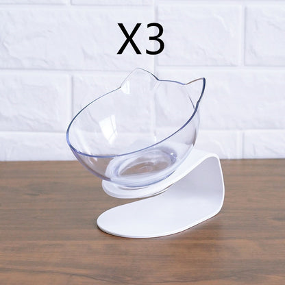 Non Slip Double Cat Bowl With Raised Stand Pet Food Cat Feeder Protect Cervical Vertebra Dog Bowl Transparent Pet Products - X2-Shopping