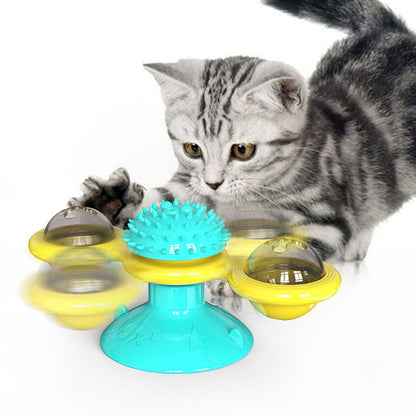 Cat Rotating Windmill Multi-Function Toys Itch Scratching Device Teeth Shining Toy - X2-Shopping