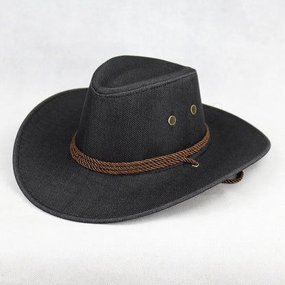 Cowboy Hat Men's Double-sided Suede Sun Hat With Wide Brim