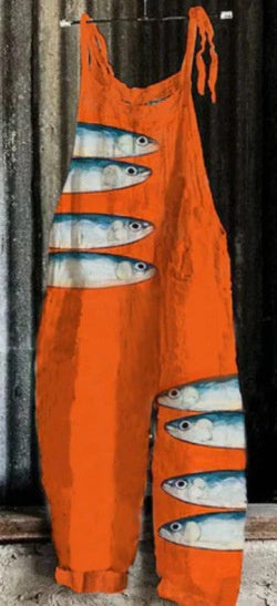 Women's Suspender Pants Animal Vintage Print