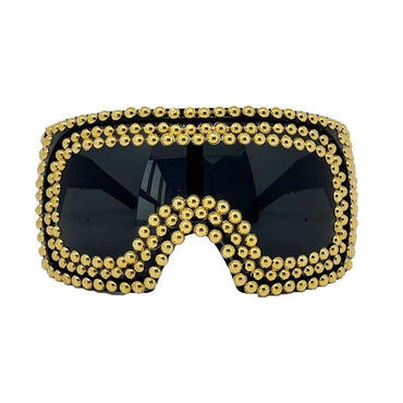 Men's Personality Punk Super Large Rim Square Rivet Sunglasses