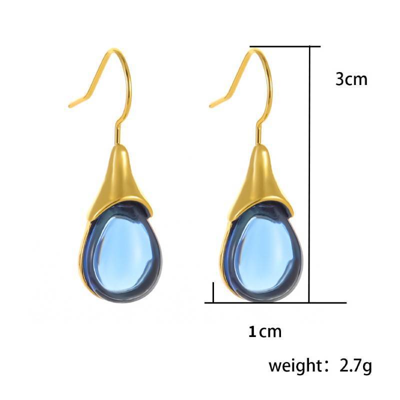 Drop-shaped Inlaid Cat's Eye Earrings Four-color Simple