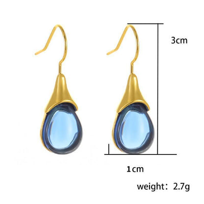 Drop-shaped Inlaid Cat's Eye Earrings Four-color Simple