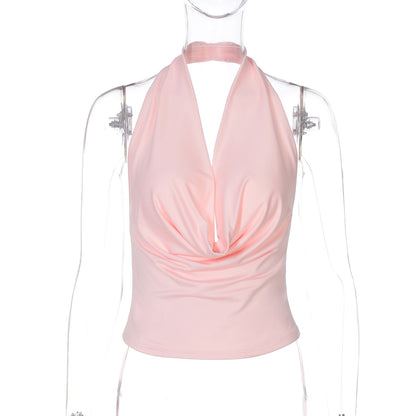 Women's Fashion Deep V-neck Backless Halter Top