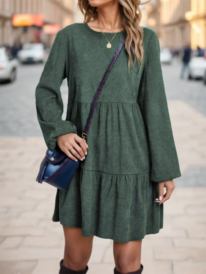 Women's Solid Color Long Sleeve Dress - X2-Shopping