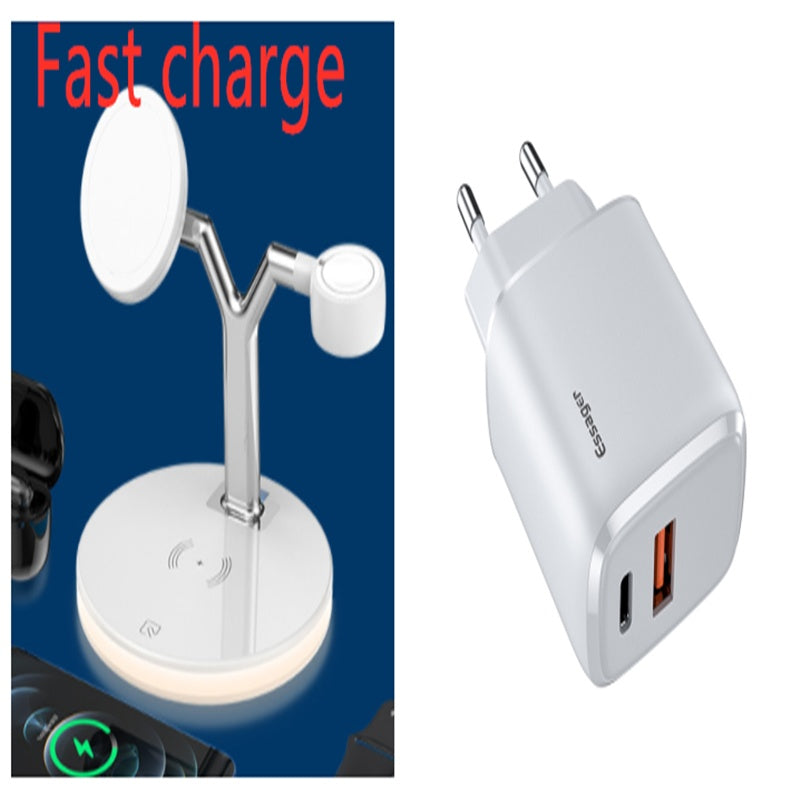 متوافق مع أجهزة Apple، شاحن لاسلكي مغناطيسي 3 في 1، محطة شحن سريع 15 وات لشواحن Magsafe