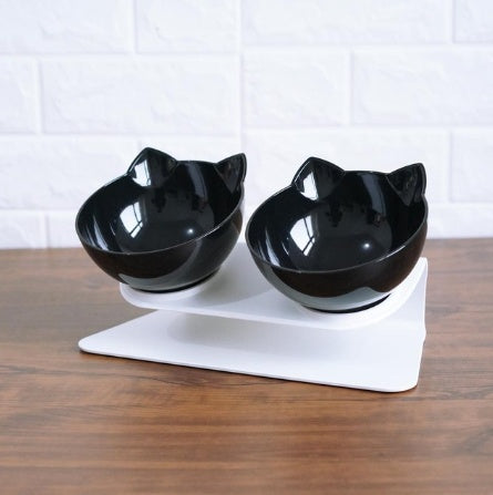 New Inclined Food Cat Ear Oblique Mouth Transparent Single Pet Bowl - X2-Shopping