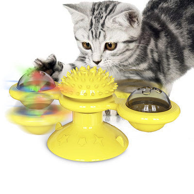 Cat Rotating Windmill Multi-Function Toys Itch Scratching Device Teeth Shining Toy - X2-Shopping