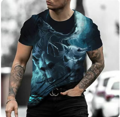 Retro 3D Animal Print Men's Short-sleeved T-shirt