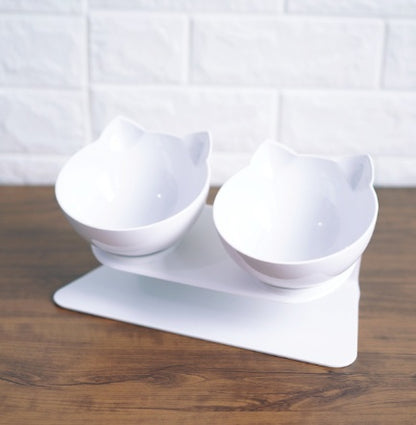 New Inclined Food Cat Ear Oblique Mouth Transparent Single Pet Bowl - X2-Shopping