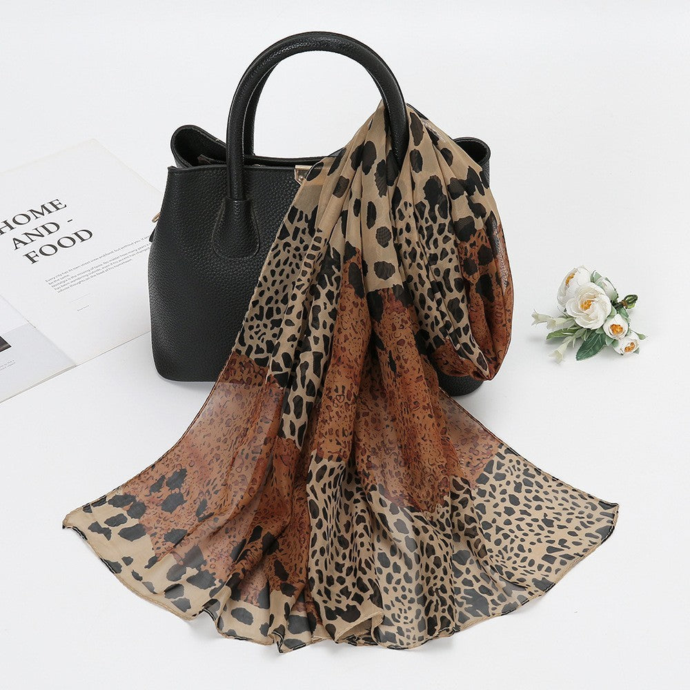 Thin Chiffon Lotus Pond Moonlight Printed Silk Scarf - X2-Shopping
