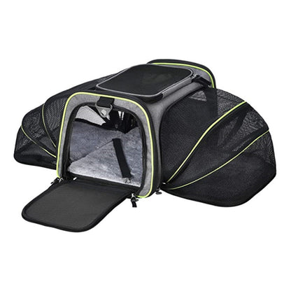 Carrier For Cat Pet Airline Approved Expandable Foldable Soft Dog Carrier Opened Doors Reflective Tapes Cat Travel Bag - X2-Shopping