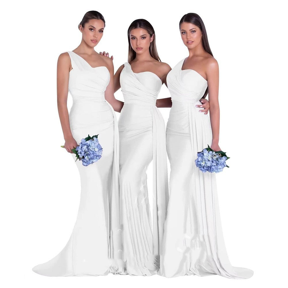 Plus Size Fat MM Mermaid One Shoulder Elegant Wedding Dress - X2-Shopping
