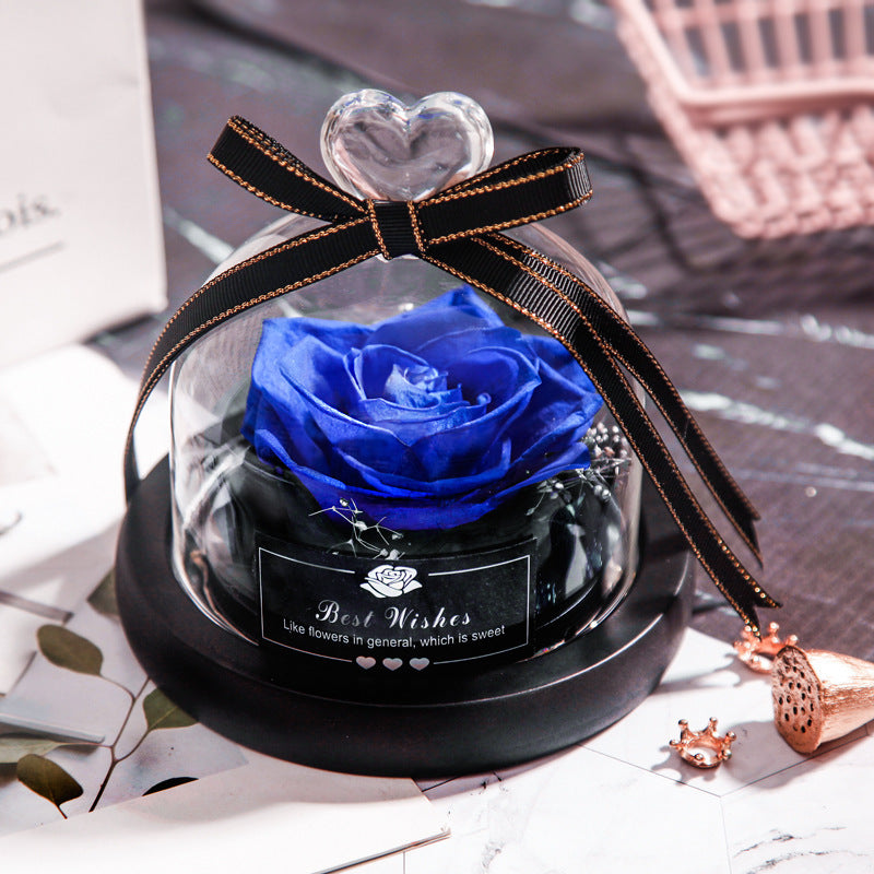 Getrocknete Blumen für Zuhause, Valentinstag, Weihnachten, Hochzeitsgeschenke, getrocknete Blumen, ewige echte Rose, Heimdekoration mit LED im Glas