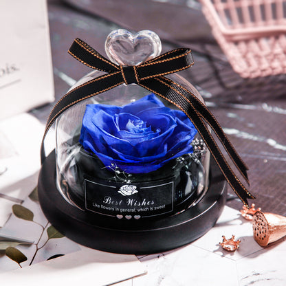Getrocknete Blumen für Zuhause, Valentinstag, Weihnachten, Hochzeitsgeschenke, getrocknete Blumen, ewige echte Rose, Heimdekoration mit LED im Glas