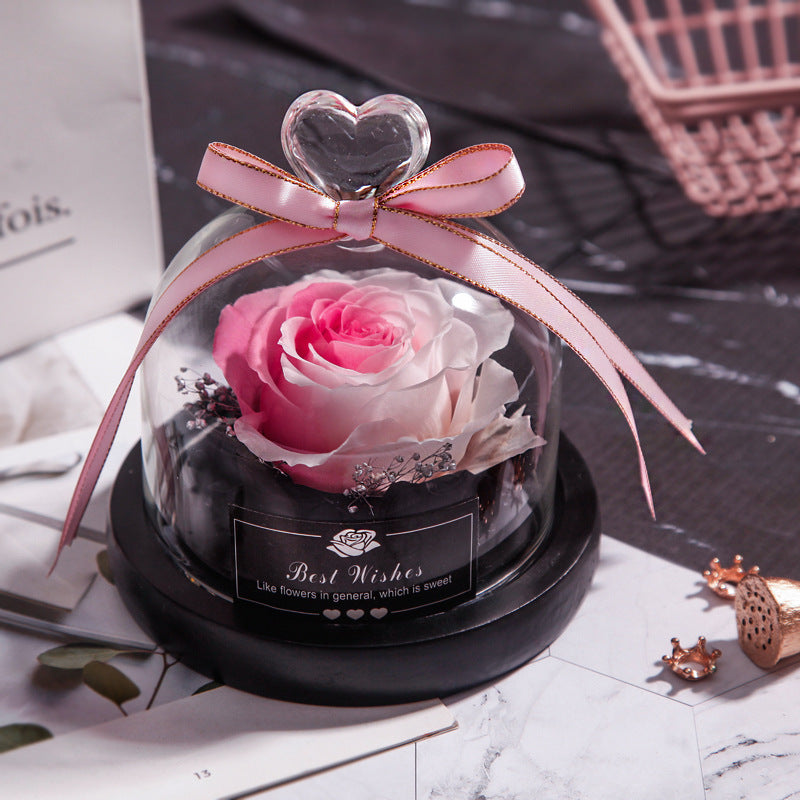 Getrocknete Blumen für Zuhause, Valentinstag, Weihnachten, Hochzeitsgeschenke, getrocknete Blumen, ewige echte Rose, Heimdekoration mit LED im Glas