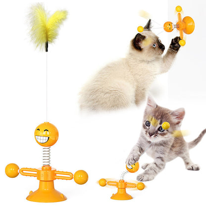 Cat Rotating Windmill Multi-Function Toys Itch Scratching Device Teeth Shining Toy - X2-Shopping