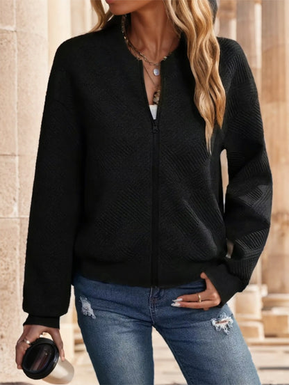 Women's Casual Solid Green Zip-Up Jacket - X2-Shopping