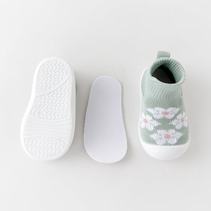 Babyschuhe mit weicher Sohle, rutschfest, atmungsaktiv, aus Strick