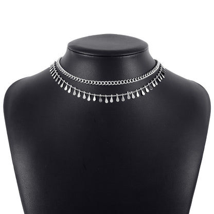 Drop Shape Sequin Commuter Net Red Wind Necklace