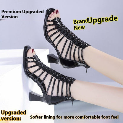 Horseshoe Heel Roman Sandals High-top Peep Toe Shoes