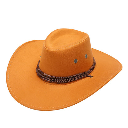 Cowboy Hat Men's Double-sided Suede Sun Hat With Wide Brim