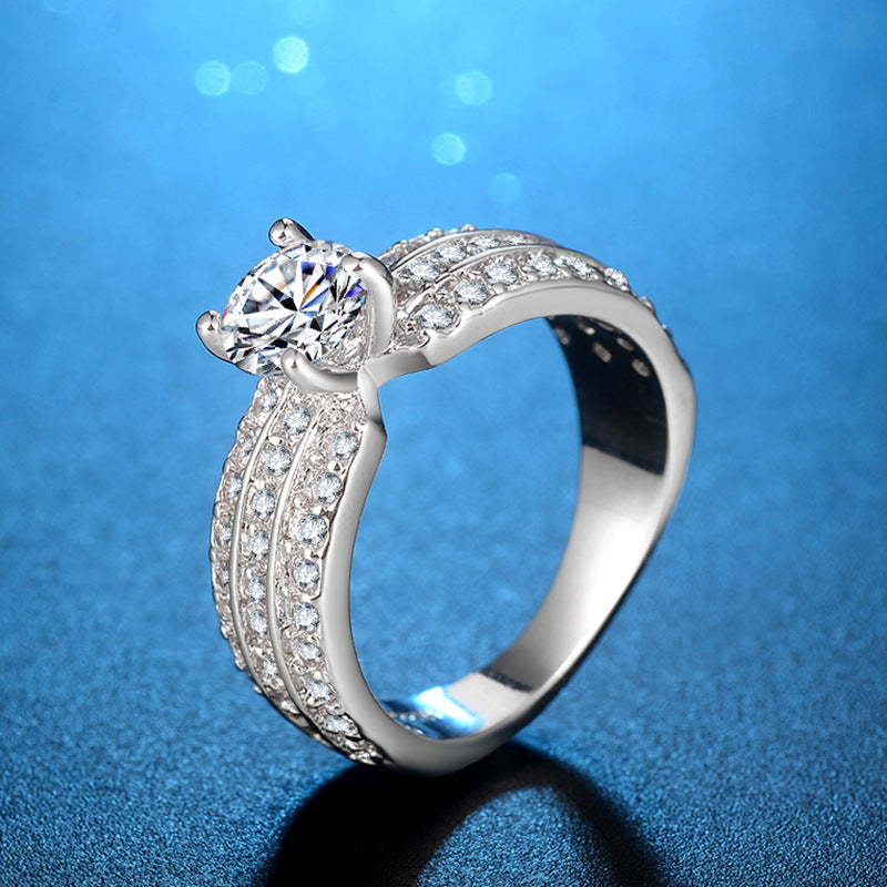 European And American Fashion Exaggerated Micro-inlaid Zircon Ring